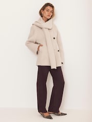 Mint Velvet White Wool Blend Hand Finished Scarf Coat - Image 1 of 8