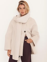 Mint Velvet White Wool Blend Hand Finished Scarf Coat - Image 2 of 8
