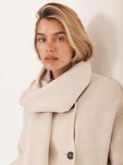 Mint Velvet White Wool Blend Hand Finished Scarf Coat - Image 3 of 8