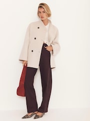 Mint Velvet White Wool Blend Hand Finished Scarf Coat - Image 4 of 8