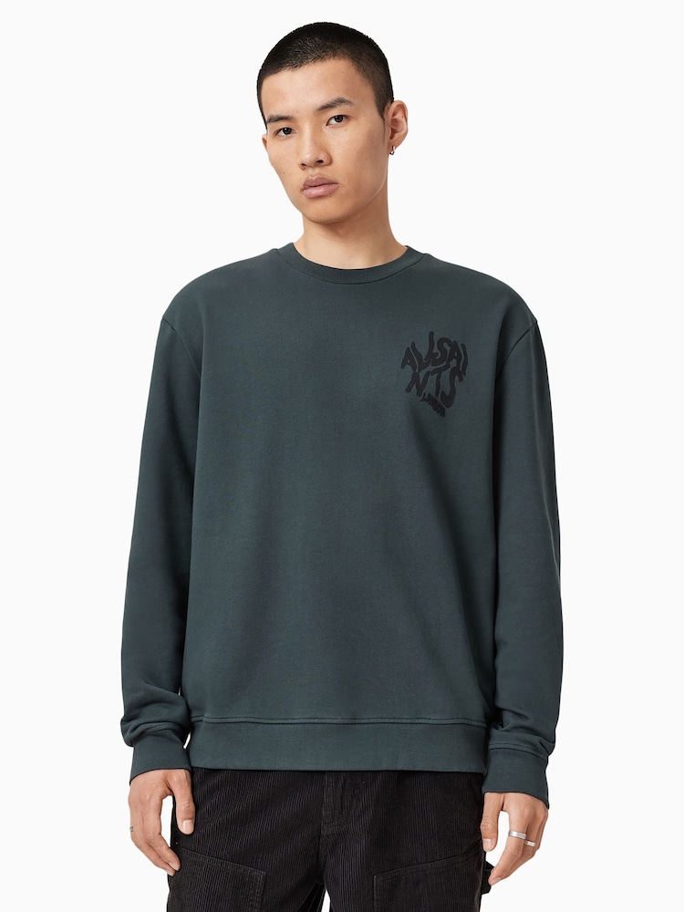 AllSaints Blue Orlando Crew Sweatshirt - Image 1 of 9