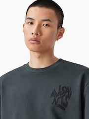 AllSaints Blue Orlando Crew Sweatshirt - Image 6 of 9