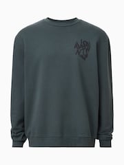 AllSaints Blue Orlando Crew Sweatshirt - Image 8 of 9