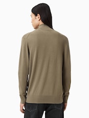 AllSaints Green Kilburn Zip Funnel Jumper - Image 4 of 6