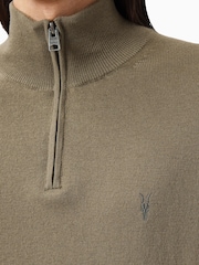 AllSaints Green Kilburn Zip Funnel Jumper - Image 5 of 6