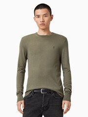 zelena - Pulover iz merino volne z okroglim ovratnikom AllSaints Mode - Slika 1 iz 9