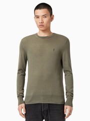 zelena - Pulover iz merino volne z okroglim ovratnikom AllSaints Mode - Slika 4 iz 9