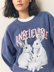 Navy Bunny Slogan Sweatshirt - Image 5 of 8