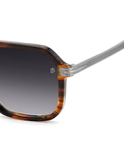 Eyewear by David Beckham Flat Top Rectangular Brown Sunglasses in Tortoise - Image 4 of 4
