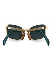 Eyewear by David Beckham Gold Fodable Rectangular Sunglasses in Green Special Edition - Image 3 of 6