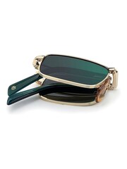 Eyewear by David Beckham Gold Fodable Rectangular Sunglasses in Green Special Edition - Image 4 of 6