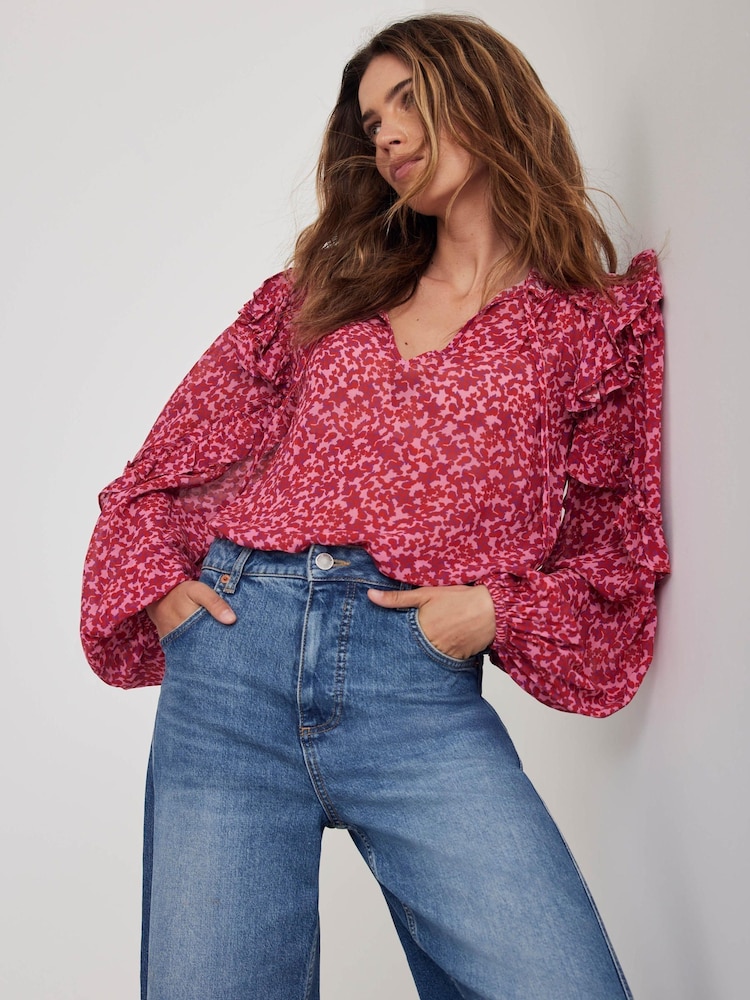 Mint Velvet Pink Floral Print Blouse - Image 1 of 6 Mint Velvet Pink Floral Print Blouse - Image 1 of 6