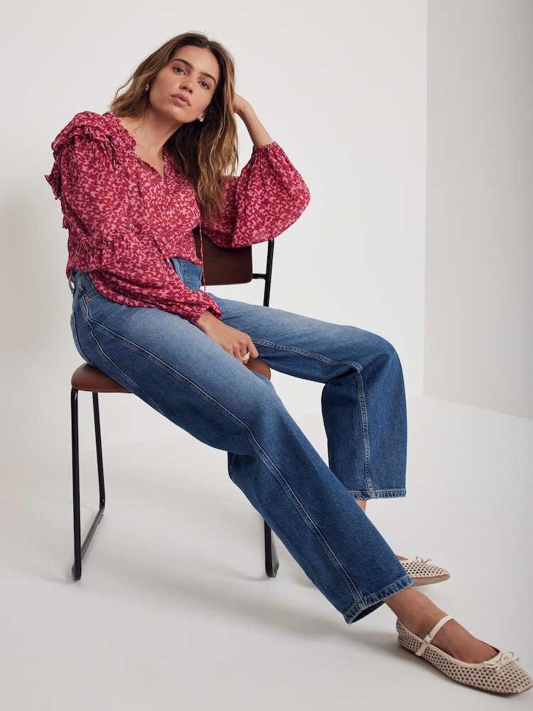 Mint Velvet Pink Floral Print Blouse - Image 2 of 6 Mint Velvet Pink Floral Print Blouse - Image 2 of 6