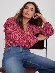 Mint Velvet Pink Floral Print Blouse - Image 4 of 6