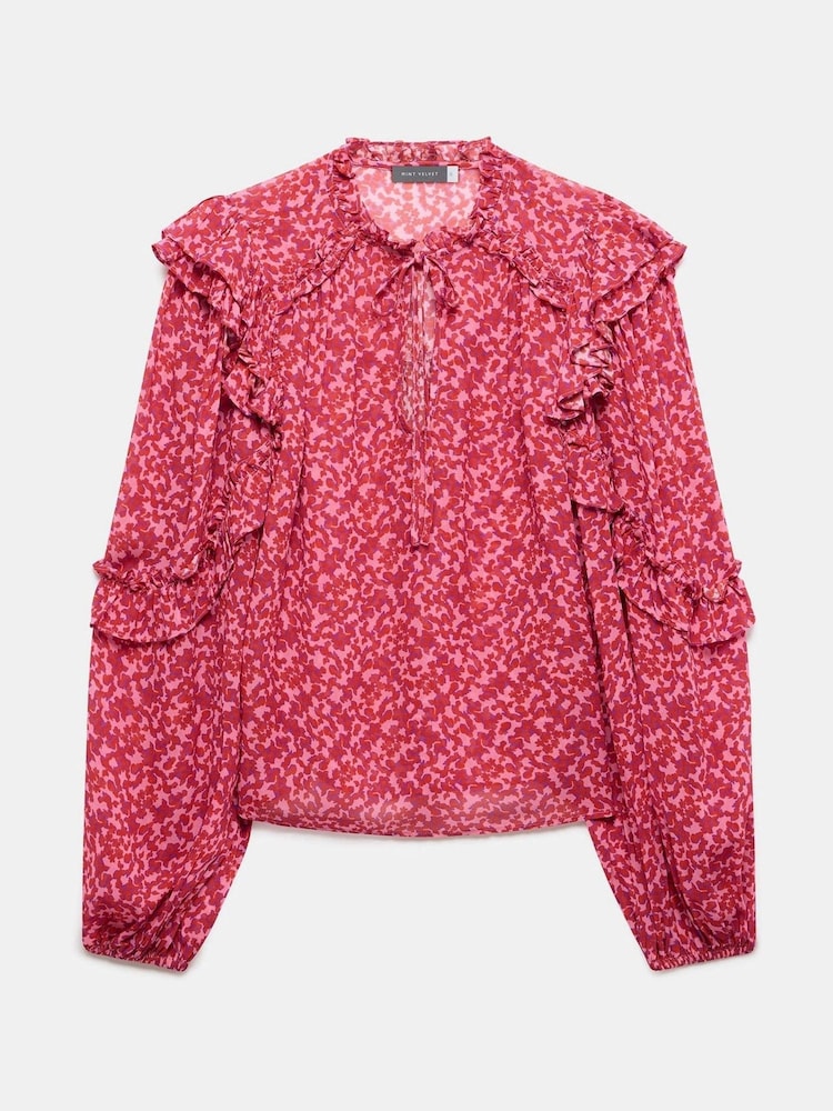 Mint Velvet Pink Floral Print Blouse - Image 6 of 6 Mint Velvet Pink Floral Print Blouse - Image 6 of 6