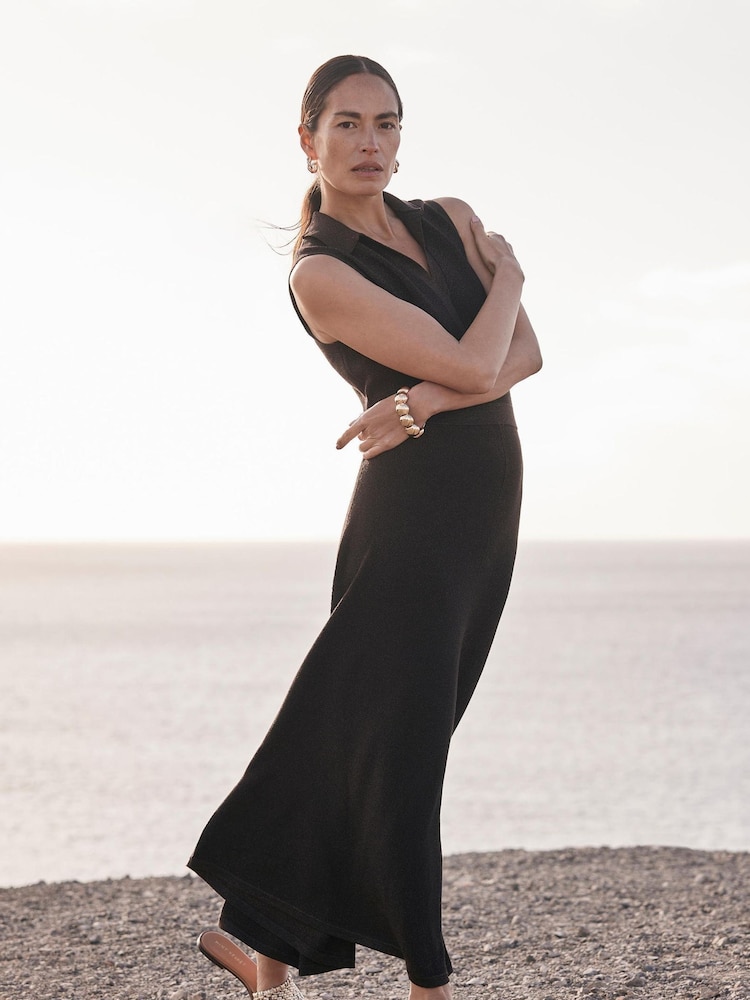 Mint Velvet Brown Knit Midi Dress - Image 2 of 8 Mint Velvet Brown Knit Midi Dress - Image 2 of 8