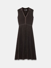 Mint Velvet Brown Knit Midi Dress - Image 7 of 8