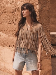 Mint Velvet Natural Suede Fringed Waistcoat - Image 3 of 8