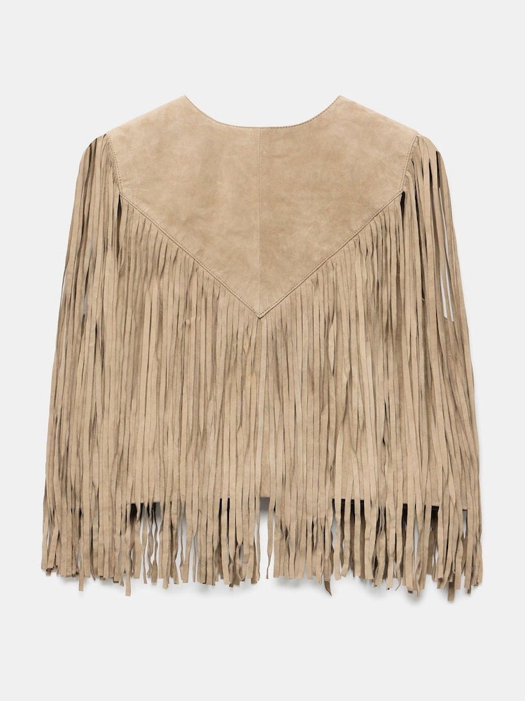 Mint Velvet Natural Suede Fringed Waistcoat - Image 8 of 8