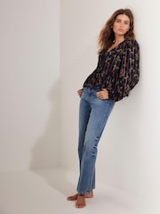 Mint Velvet Black Rose Print Tie Front Top - Image 3 of 8