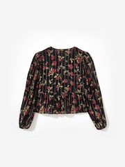 Mint Velvet Black Rose Print Tie Front Top - Image 8 of 8