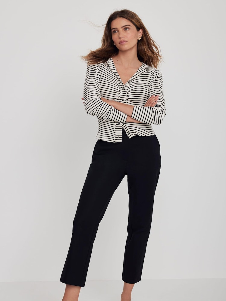 Mint Velvet White Striped Ruched Top - Image 2 of 8 Mint Velvet White Striped Ruched Top - Image 2 of 8