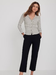 Mint Velvet White Striped Ruched Top - Image 4 of 8