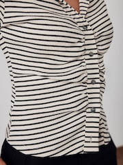 Mint Velvet White Striped Ruched Top - Image 5 of 8