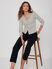 Mint Velvet White Striped Ruched Top - Image 6 of 8