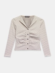 Mint Velvet White Striped Ruched Top - Image 7 of 8