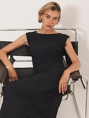 Mint Velvet Blue Pleated Midi Dress - Image 5 of 8