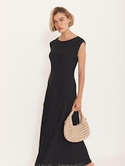 Mint Velvet Blue Pleated Midi Dress - Image 6 of 8