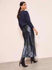أزرق - Friends Like These Metallic Slip Skirt - صورة 5 من 5