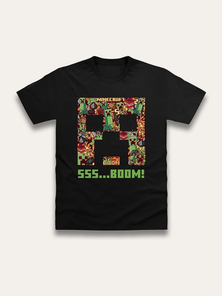 Brand Threads Black Minecraft T-Shirt - Image 1 of 2 Brand Threads Black Minecraft T-Shirt - Image 1 of 2