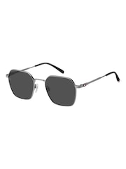 Tommy Hilfiger Grey Rectangular Geometrical Sunglasses in Ruthenium - Image 2 of 4