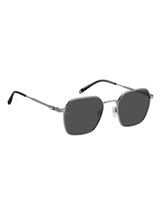 Tommy Hilfiger Grey Rectangular Geometrical Sunglasses in Ruthenium - Image 3 of 4