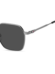 Tommy Hilfiger Grey Rectangular Geometrical Sunglasses in Ruthenium - Image 4 of 4