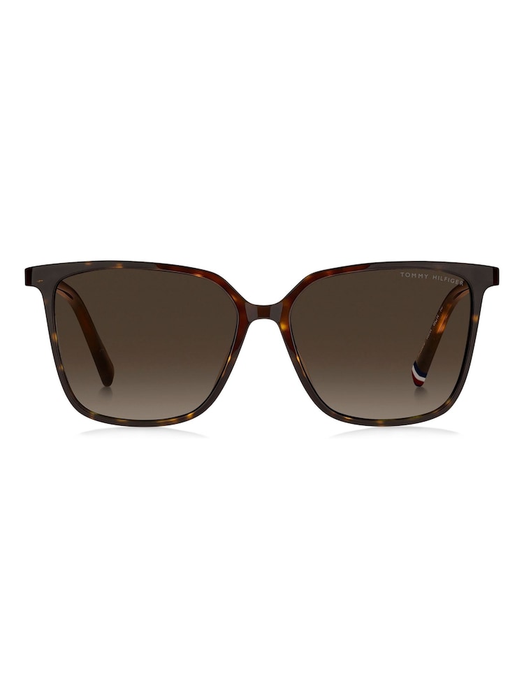 Tommy Hilfiger Brown Cat Eye Sunglasses in Havana - Image 1 of 4