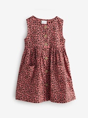 Pink/Animal Print Sleeveless Button Through Dress - Image 1 of 1