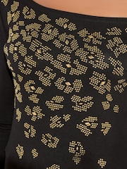 Star by Julien MacDonald Black Animal Print Embellished Studded Top - Image 4 of 5