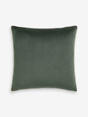 Dark Green Matte Velvet Contrast Pipe 59 x 59cm Cushion - Image 1 of 2