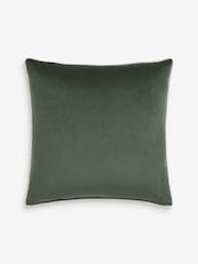 Dark Green Matte Velvet Contrast Pipe 59 x 59cm Cushion - Image 2 of 2