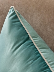Light Teal Matte Velvet Contrast Pipe 59 x 59cm Cushion - Image 2 of 3