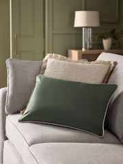Dark Green Matte Velvet Contrast Pipe 40 x 59cm Cushion - Image 1 of 2