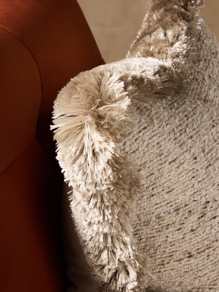 Natural Boucle Fleck Fringe 50 X 50cm Cushion - Image 2 of 4