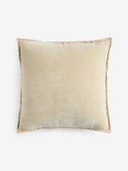 Ivory 50 x 50cm N. Premium Washed Cotton Velvet Cushion - Image 3 of 4