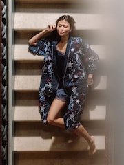Chelsea Peers Blue Cotton Mystic Moon Print Kimono Dressing Gown - Image 1 of 5