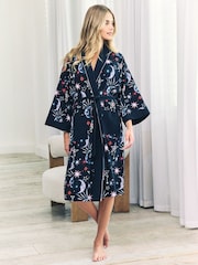 Chelsea Peers Blue Cotton Mystic Moon Print Kimono Dressing Gown - Image 4 of 5