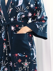 Chelsea Peers Blue Cotton Mystic Moon Print Kimono Dressing Gown - Image 5 of 5