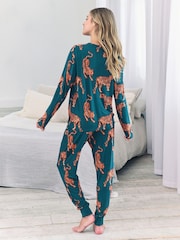Chelsea Peers Green Tiger Print Long Pyjamas Set - Image 4 of 5